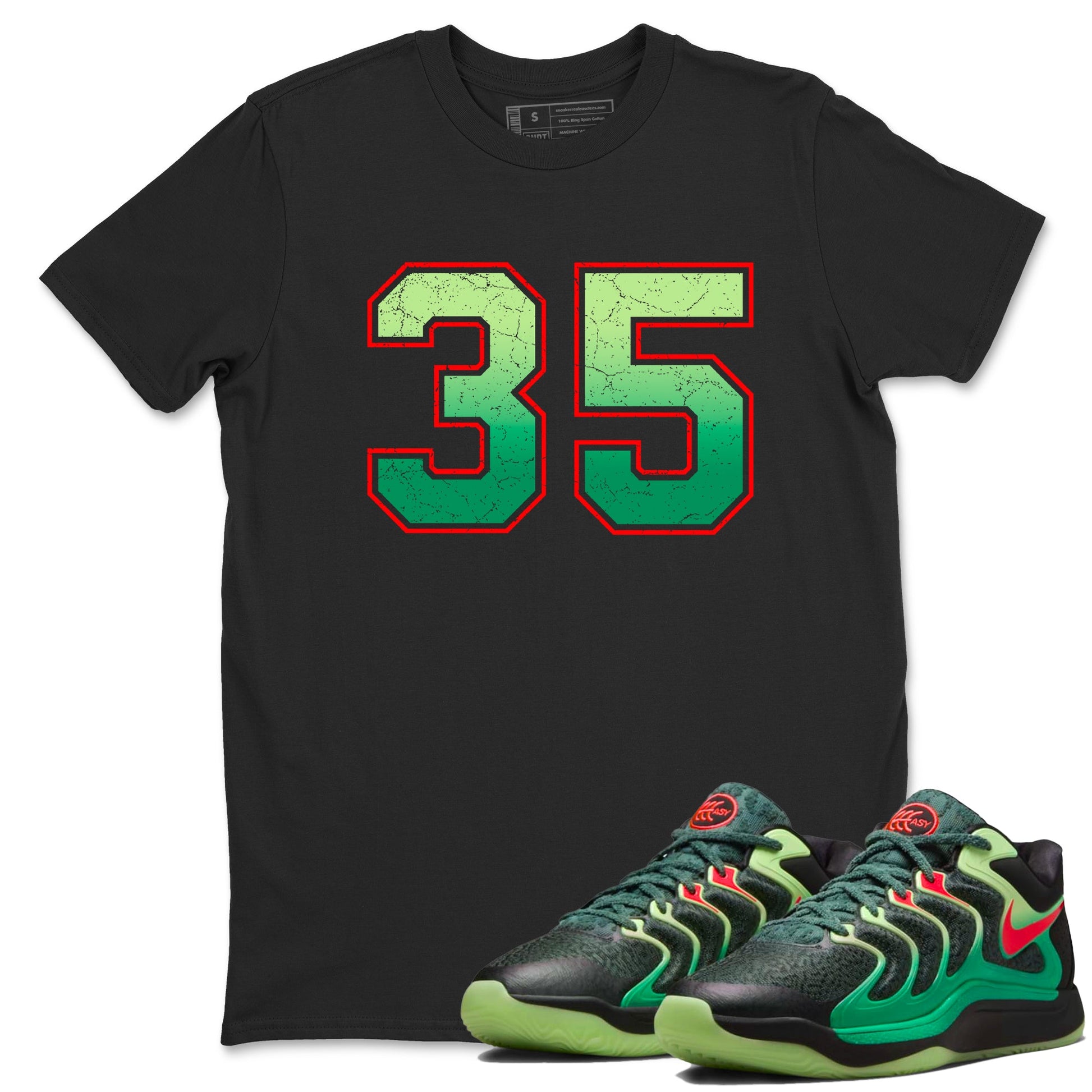 Sneaker Threads – Sneaker Tees To Match Nike KD 17 Easy Money Sniper – Number 35 Graphic Tee Black 1. Perfect for Jordan releases 2025 colorways. Perfect for Kevin Durant sneaker releases and Easy Money basketball colorways loved by hoopers in 2025.