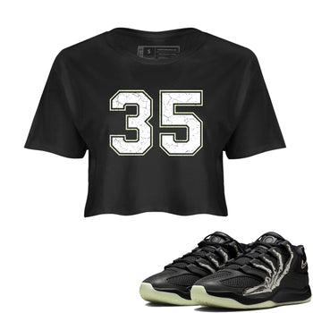 Sneaker Threads – Sneaker Tees To Match Nike KD 18 Halloween – Number 35 Crop Tee Black 1. Perfect for Jordan releases 2025 colorways. Perfect for Kevin Durant sneaker releases and Halloween 2025 colorways.