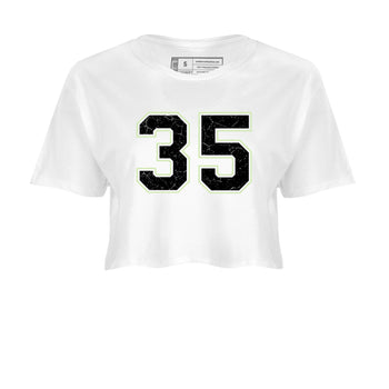 Sneaker Threads – Sneaker Tees To Match Nike KD 18 Halloween – Number 35 Crop Tee White 2. Perfect for Jordan releases 2025 colorways. Perfect for Kevin Durant sneaker releases and Halloween 2025 colorways.