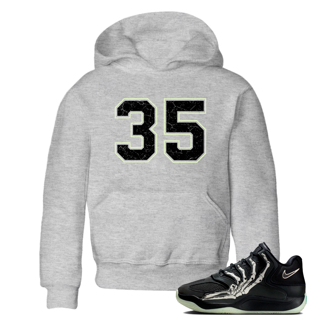 Sneaker Threads – Sneaker Tees To Match Nike KD 18 Halloween – Number 35 Youth Graphic Tee Heather Grey 1. Perfect for Jordan releases 2025 colorways. Perfect for Kevin Durant sneaker releases and Halloween 2025 colorways.