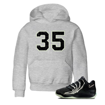 Sneaker Threads – Sneaker Tees To Match Nike KD 18 Halloween – Number 35 Youth Graphic Tee Heather Grey 1. Perfect for Jordan releases 2025 colorways. Perfect for Kevin Durant sneaker releases and Halloween 2025 colorways.