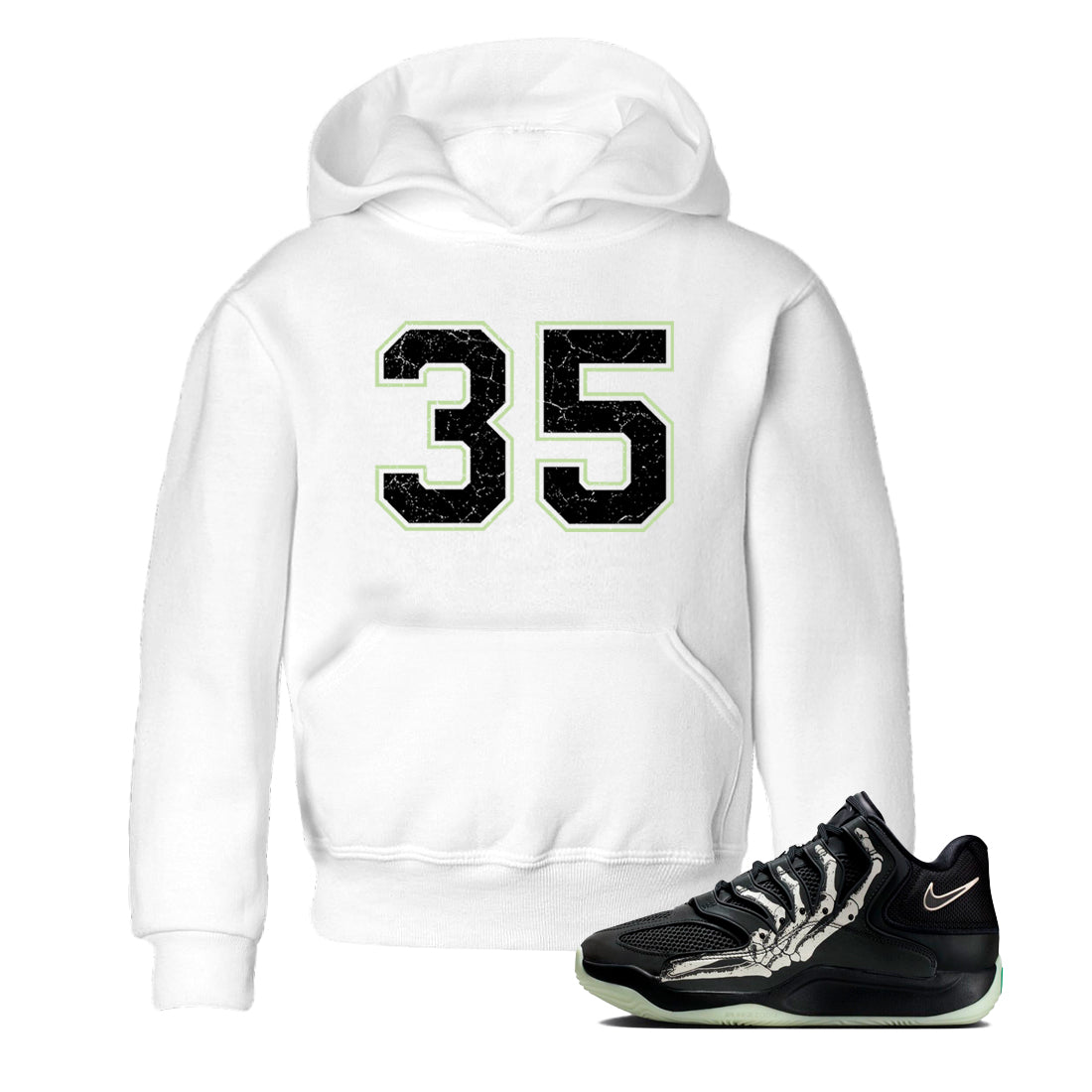 Sneaker Threads – Sneaker Tees To Match Nike KD 18 Halloween – Number 35 Youth Graphic Tee White 1. Perfect for Jordan releases 2025 colorways. Perfect for Kevin Durant sneaker releases and Halloween 2025 colorways.