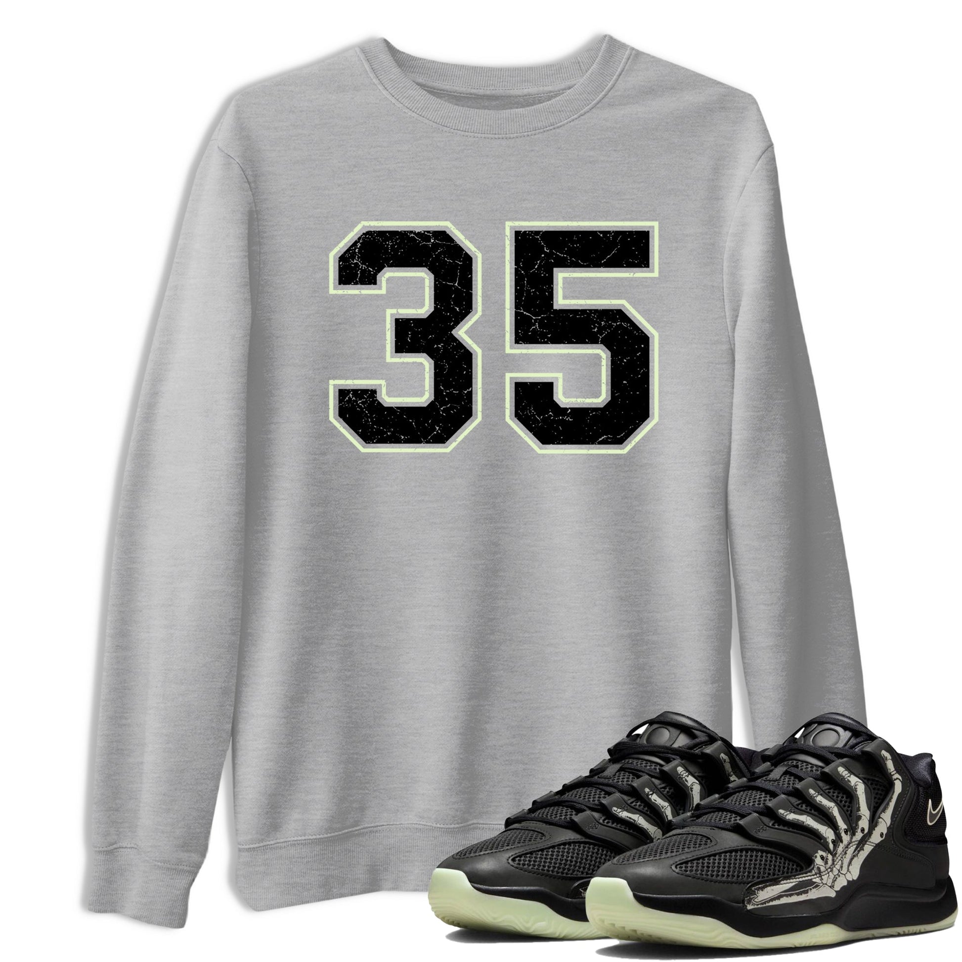 Sneaker Threads – Sneaker Tees To Match Nike KD 18 Halloween – Number 35 Graphic Tee Heather Grey 1. Perfect for Jordan releases 2025 colorways. Perfect for Kevin Durant sneaker releases and Halloween 2025 colorways.