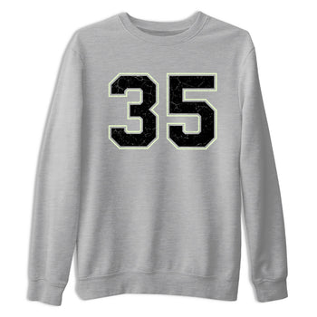 Sneaker Threads – Sneaker Tees To Match Nike KD 18 Halloween – Number 35 Graphic Tee Heather Grey 2. Perfect for Jordan releases 2025 colorways. Perfect for Kevin Durant sneaker releases and Halloween 2025 colorways.