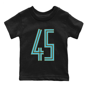 Sneaker Threads – Sneaker Tees To Match Air Jordan 11 Retro Gamma – Number 45 Youth Graphic Tee Black 2. Perfect for Jordan releases 2025 colorways.