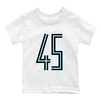 Sneaker Threads – Sneaker Tees To Match Air Jordan 11 Retro Gamma – Number 45 Youth Graphic Tee White 2. Perfect for Jordan releases 2025 colorways.