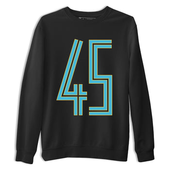 Sneaker Threads – Sneaker Tees To Match Air Jordan 11 Retro Gamma – Number 45 Graphic Tee Black 2. Perfect for Jordan releases 2025 colorways.
