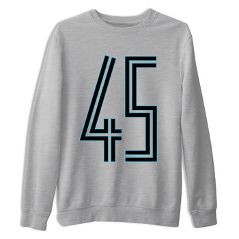 Sneaker Threads – Sneaker Tees To Match Air Jordan 11 Retro Gamma – Number 45 Graphic Tee Heather Grey 2. Perfect for Jordan releases 2025 colorways.