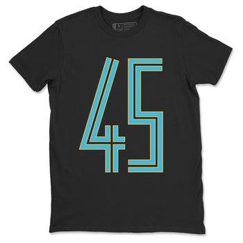 Sneaker Threads – Sneaker Tees To Match Air Jordan 11 Retro Gamma – Number 45 Graphic Tee Black 2. Perfect for Jordan releases 2025 colorways.