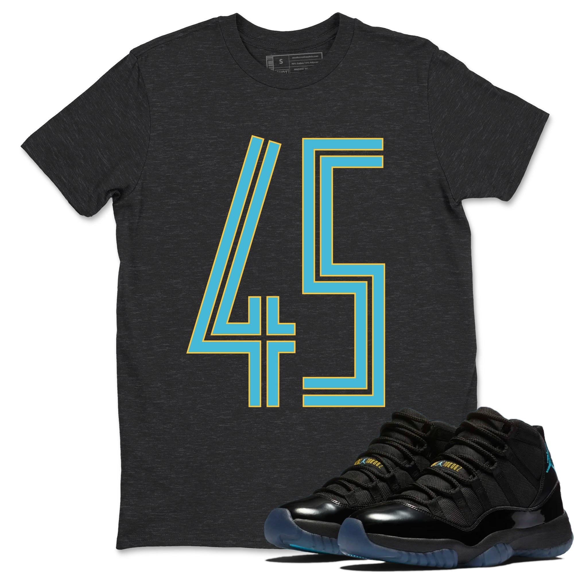 Sneaker Threads – Sneaker Tees To Match Air Jordan 11 Retro Gamma – Number 45 Graphic Tee Charcoal Heather 1. Perfect for Jordan releases 2025 colorways.