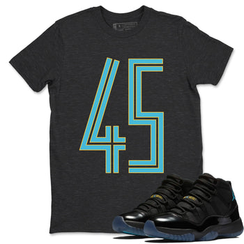 Sneaker Threads – Sneaker Tees To Match Air Jordan 11 Retro Gamma – Number 45 Graphic Tee Charcoal Heather 1. Perfect for Jordan releases 2025 colorways.