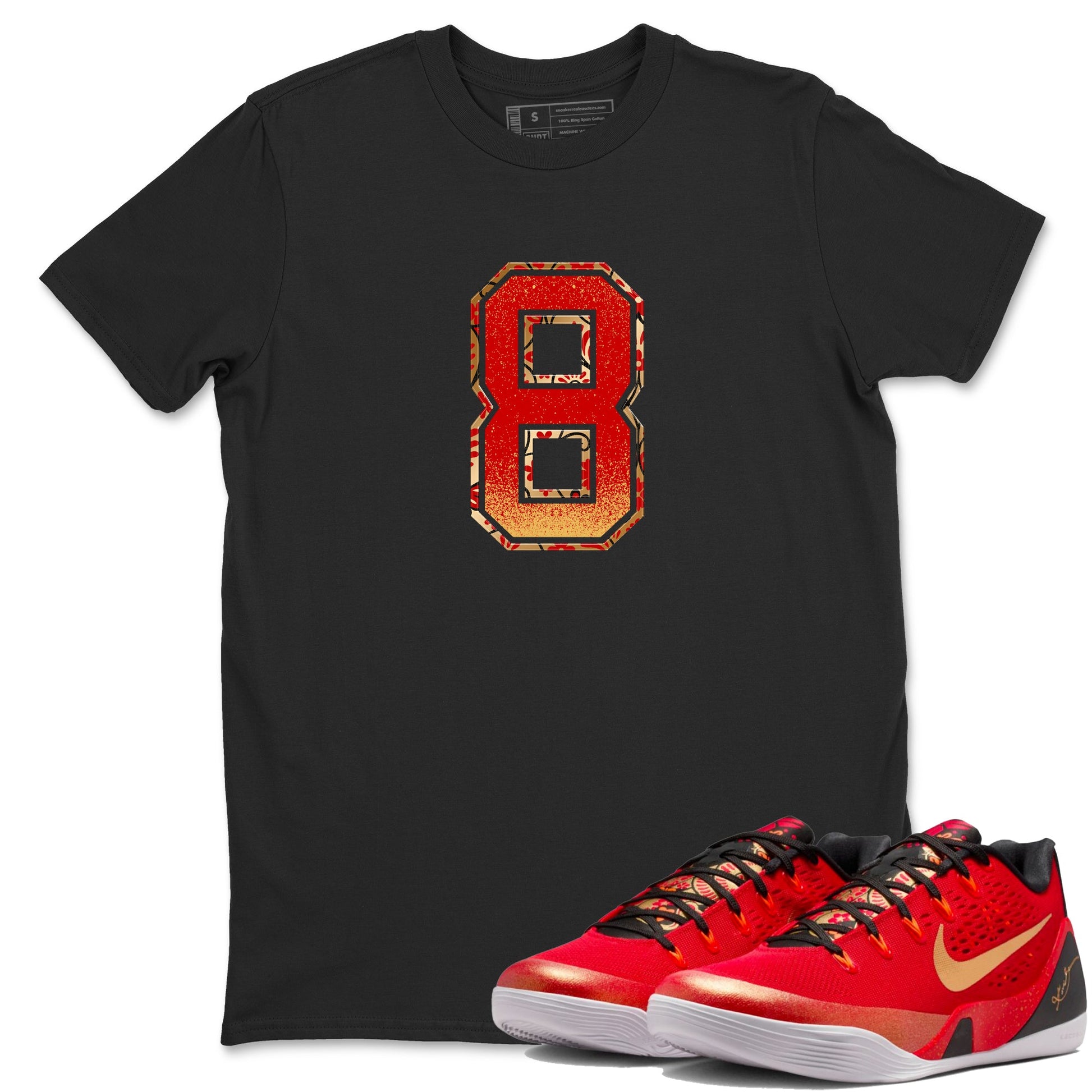Best Christmas gifts for sneakerheads  – Sneaker Tees To Match Nike KB 9 China Sneakers – Number 8 Graphic Tee Black 1