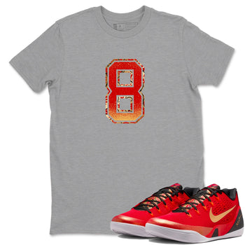 Best Christmas gifts for sneakerheads  – Sneaker Tees To Match Nike KB 9 China Sneakers – Number 8 Graphic Tee Heather Grey 1