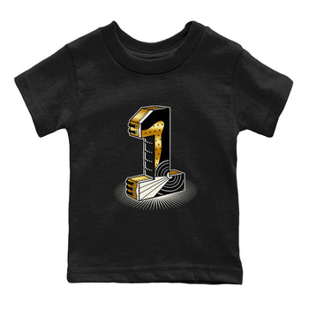 Air Jordan 1 High OG Black Metallic Gold shirts to match jordans Number Statue sneaker match tees Jordan 1 Black Metallic Gold SNRT Sneaker Tees streetwear brand Baby and Youth Black 2 cotton tee