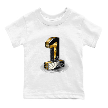 Air Jordan 1 High OG Black Metallic Gold shirts to match jordans Number Statue sneaker match tees Jordan 1 Black Metallic Gold SNRT Sneaker Tees streetwear brand Baby and Youth White 2 cotton tee