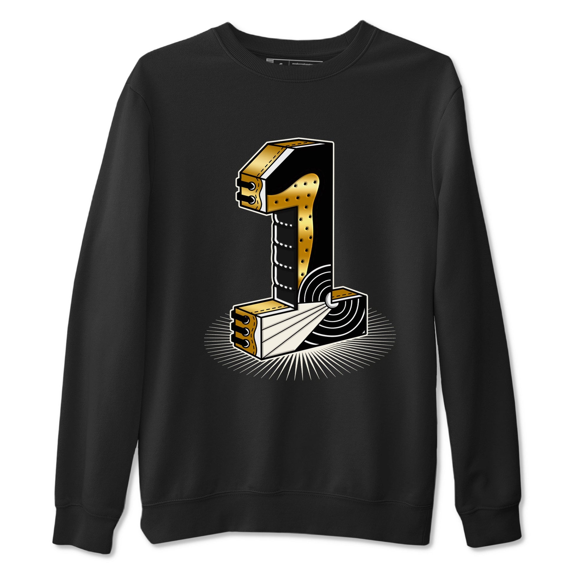 Air Jordan 1 High OG Black Metallic Gold shirts to match jordans Number Statue sneaker match tees Jordan 1 Black Metallic Gold SNRT Sneaker Tees streetwear brand Black 2 unisex cotton tee