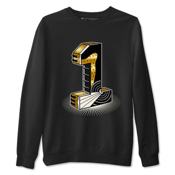 Air Jordan 1 High OG Black Metallic Gold shirts to match jordans Number Statue sneaker match tees Jordan 1 Black Metallic Gold SNRT Sneaker Tees streetwear brand Black 2 unisex cotton tee