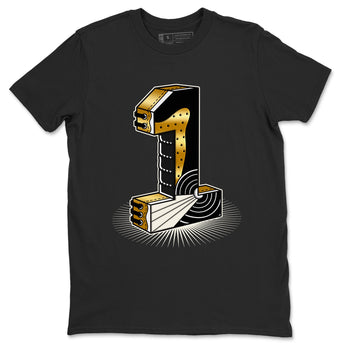 Air Jordan 1 High OG Black Metallic Gold shirts to match jordans Number Statue sneaker match tees Jordan 1 Black Metallic Gold SNRT Sneaker Tees streetwear brand Black 2 unisex cotton tee