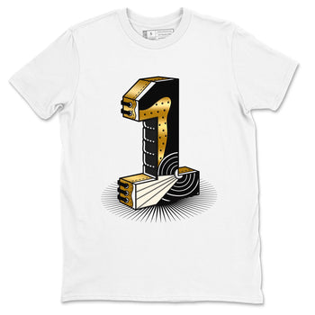 Air Jordan 1 High OG Black Metallic Gold shirts to match jordans Number Statue sneaker match tees Jordan 1 Black Metallic Gold SNRT Sneaker Tees streetwear brand White 2 unisex cotton tee