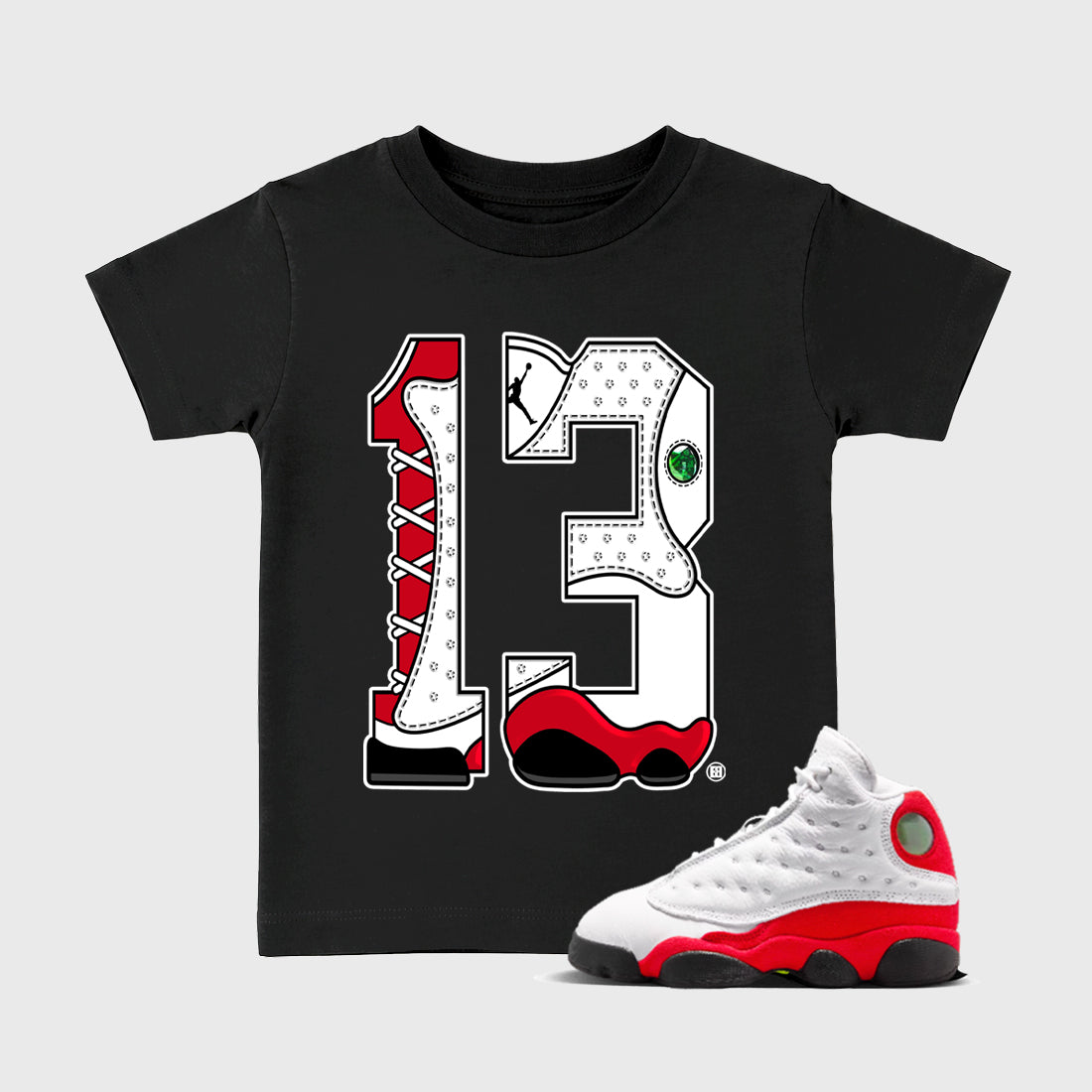 Sneaker match tees  Sneaker Tees To Match Air Jordan 13 Chicago Shoes  Number Statue Kids T-Shirt Black 1