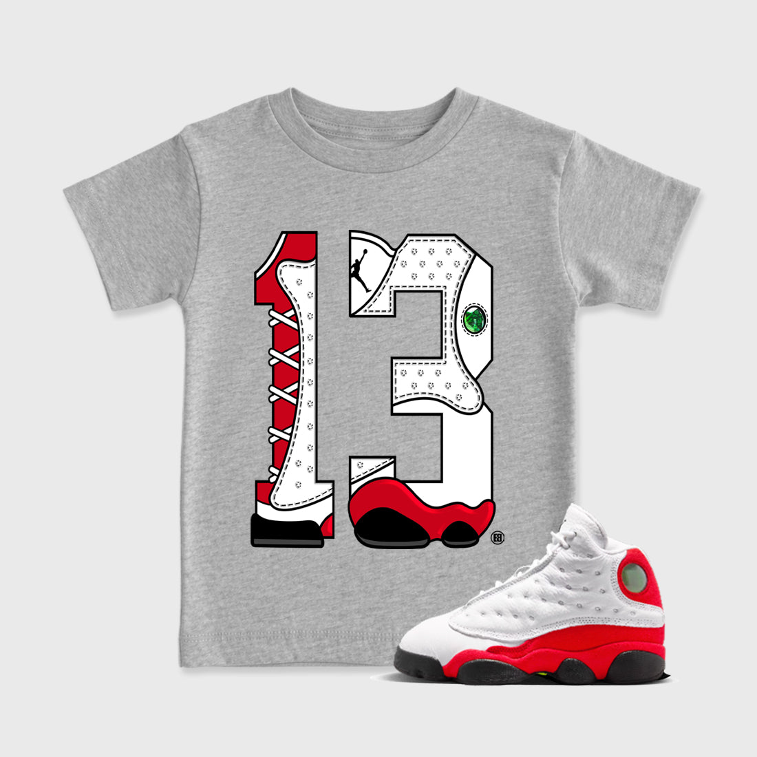 Sneaker match tees  Sneaker Tees To Match Air Jordan 13 Chicago Shoes  Number Statue Kids T-Shirt Heather Grey 1