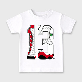 Sneaker match tees  Sneaker Tees To Match Air Jordan 13 Chicago Shoes  Number Statue Kids T-Shirt White 2