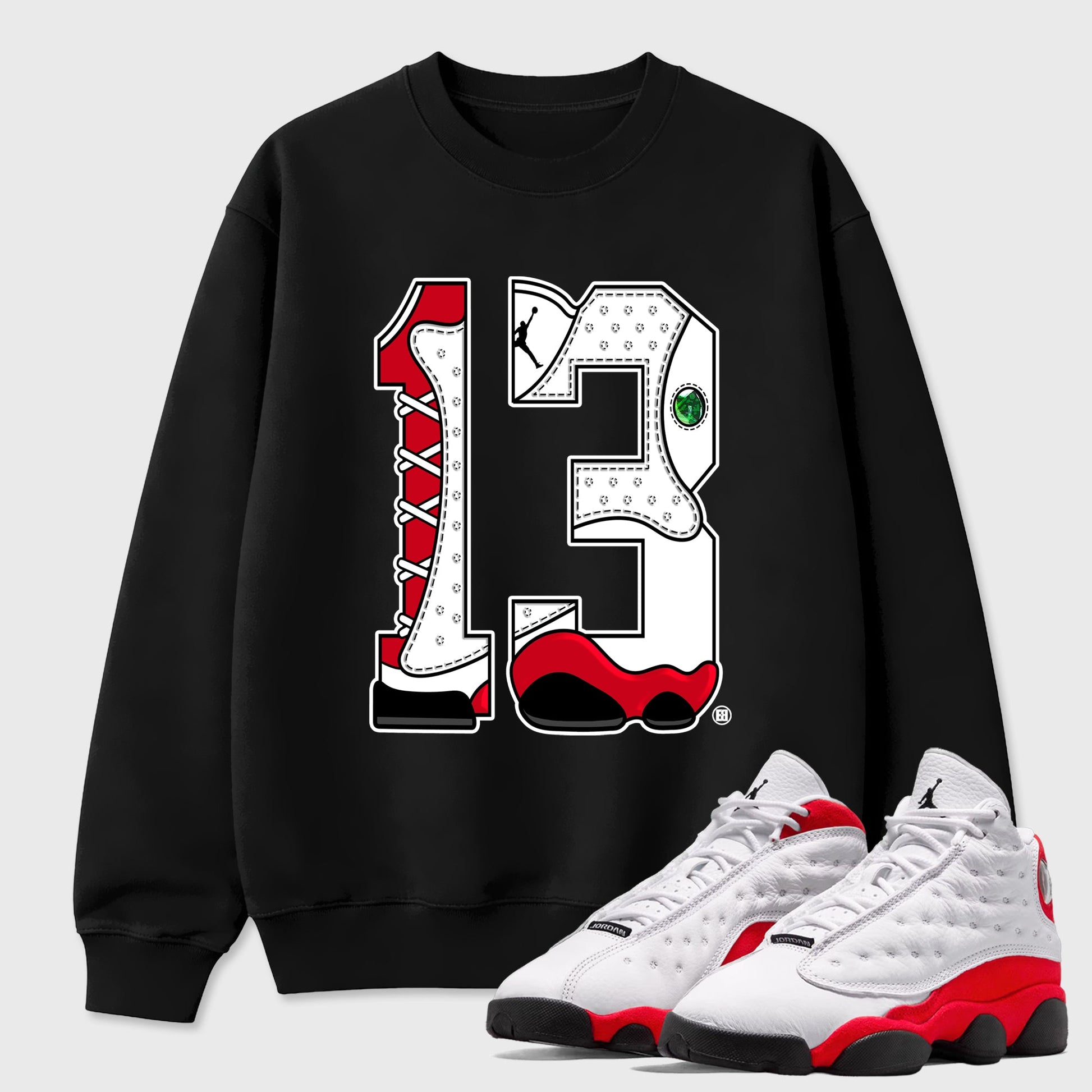 Sneaker match tees  Sneaker Tees To Match Air Jordan 13 Chicago Shoes  Number Statue Tee Black 1