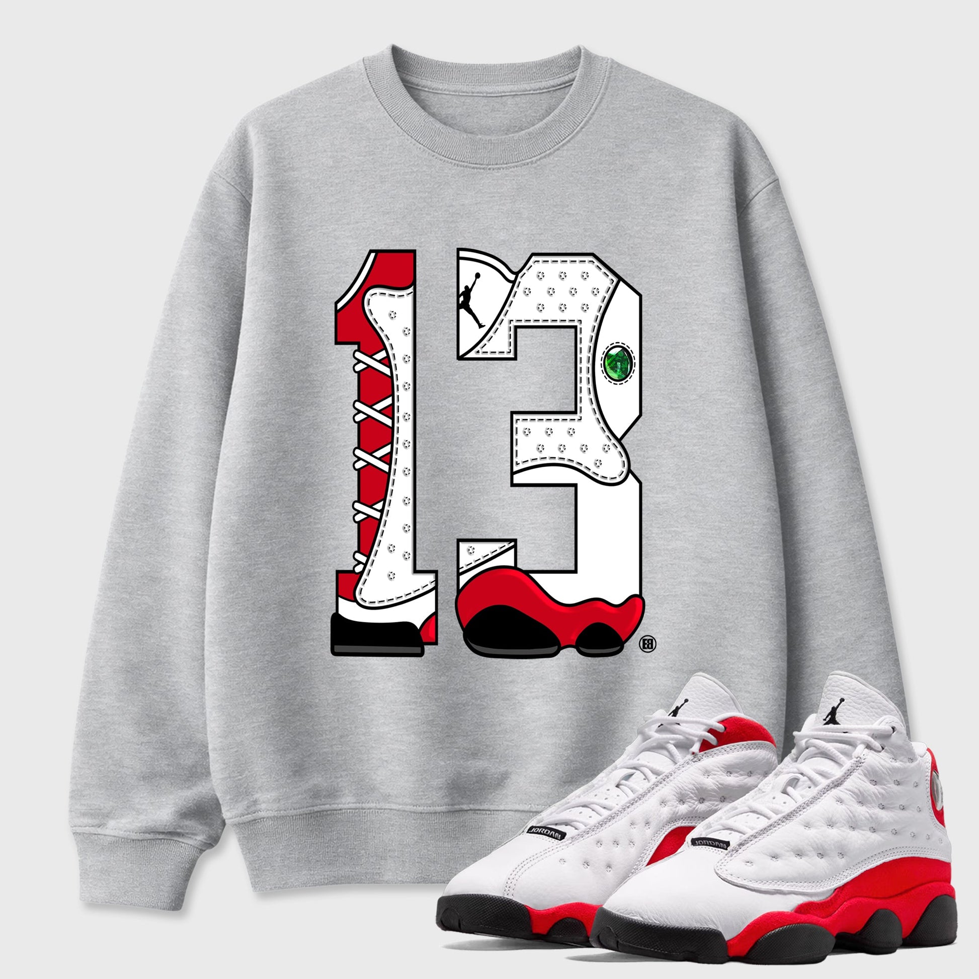 Sneaker match tees  Sneaker Tees To Match Air Jordan 13 Chicago Shoes  Number Statue Tee Heather Grey 1
