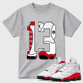 Sneaker match tees  Sneaker Tees To Match Air Jordan 13 Chicago Shoes  Number Statue Tee Heather Grey 1