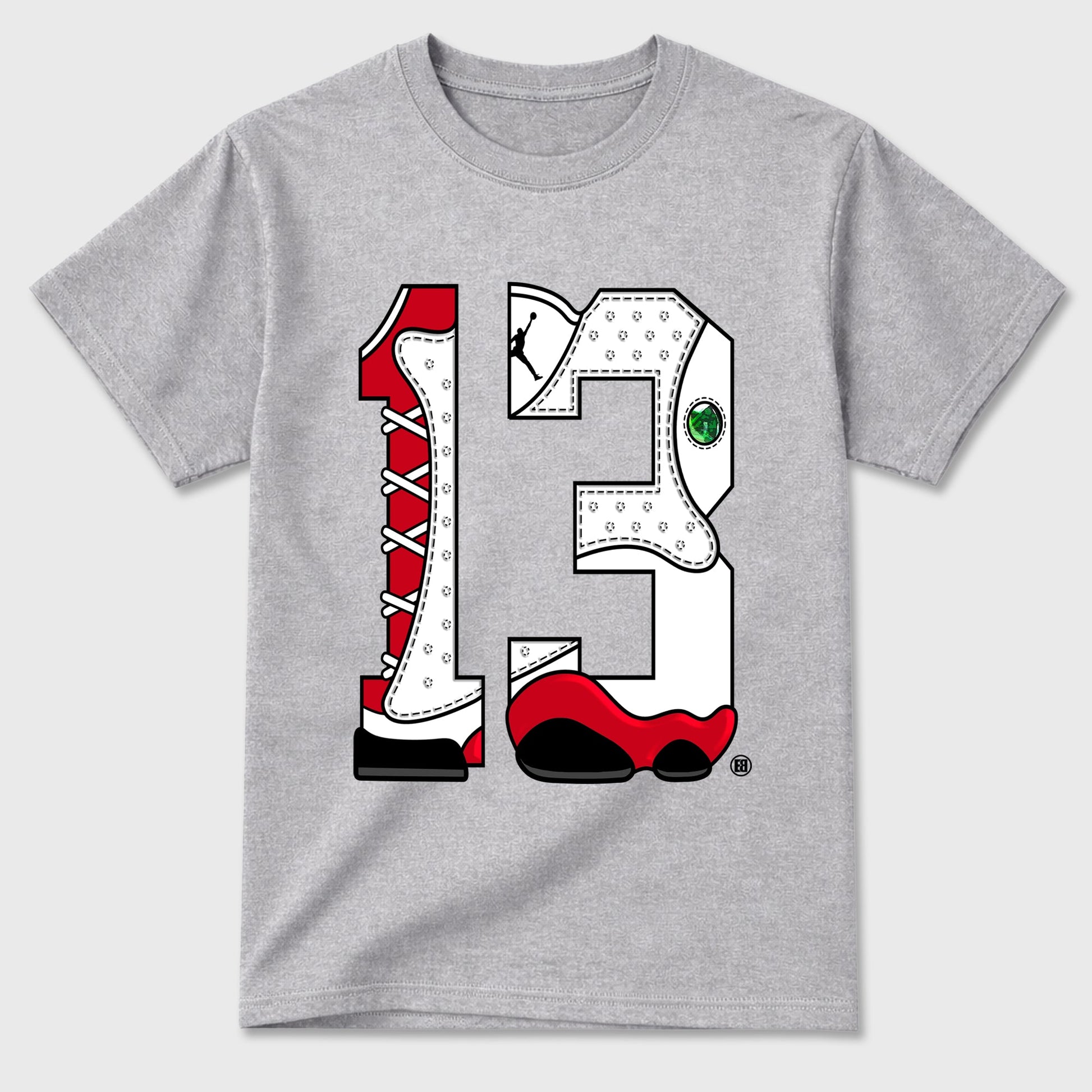 Sneaker match tees  Sneaker Tees To Match Air Jordan 13 Chicago Shoes  Number Statue Tee Heather Grey 2