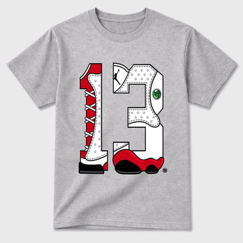 Sneaker match tees  Sneaker Tees To Match Air Jordan 13 Chicago Shoes  Number Statue Tee Heather Grey 2