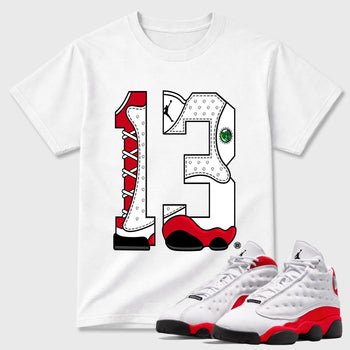 Sneaker match tees  Sneaker Tees To Match Air Jordan 13 Chicago Shoes  Number Statue Tee White 1