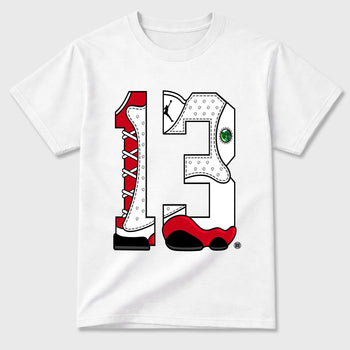 Sneaker match tees  Sneaker Tees To Match Air Jordan 13 Chicago Shoes  Number Statue Tee White 2