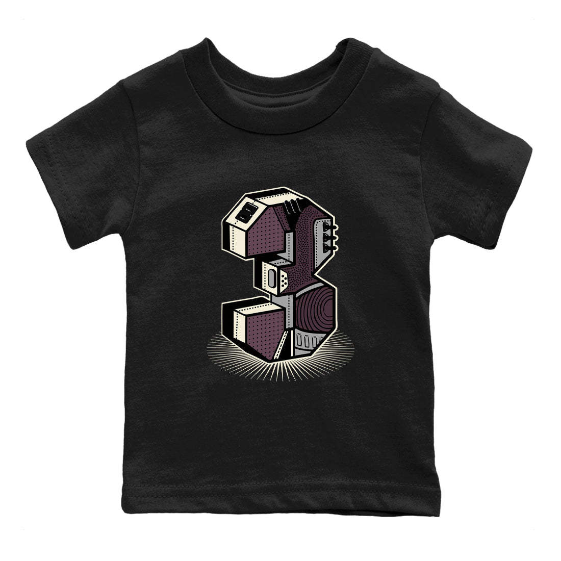 AJ3 A Ma Maniere x Black shirts to match jordans Number Statue sneaker match tees A Ma Maniere x Air Jordan 3 “Black” SNRT Sneaker Tees streetwear brand Baby and Youth Black 2 cotton tee