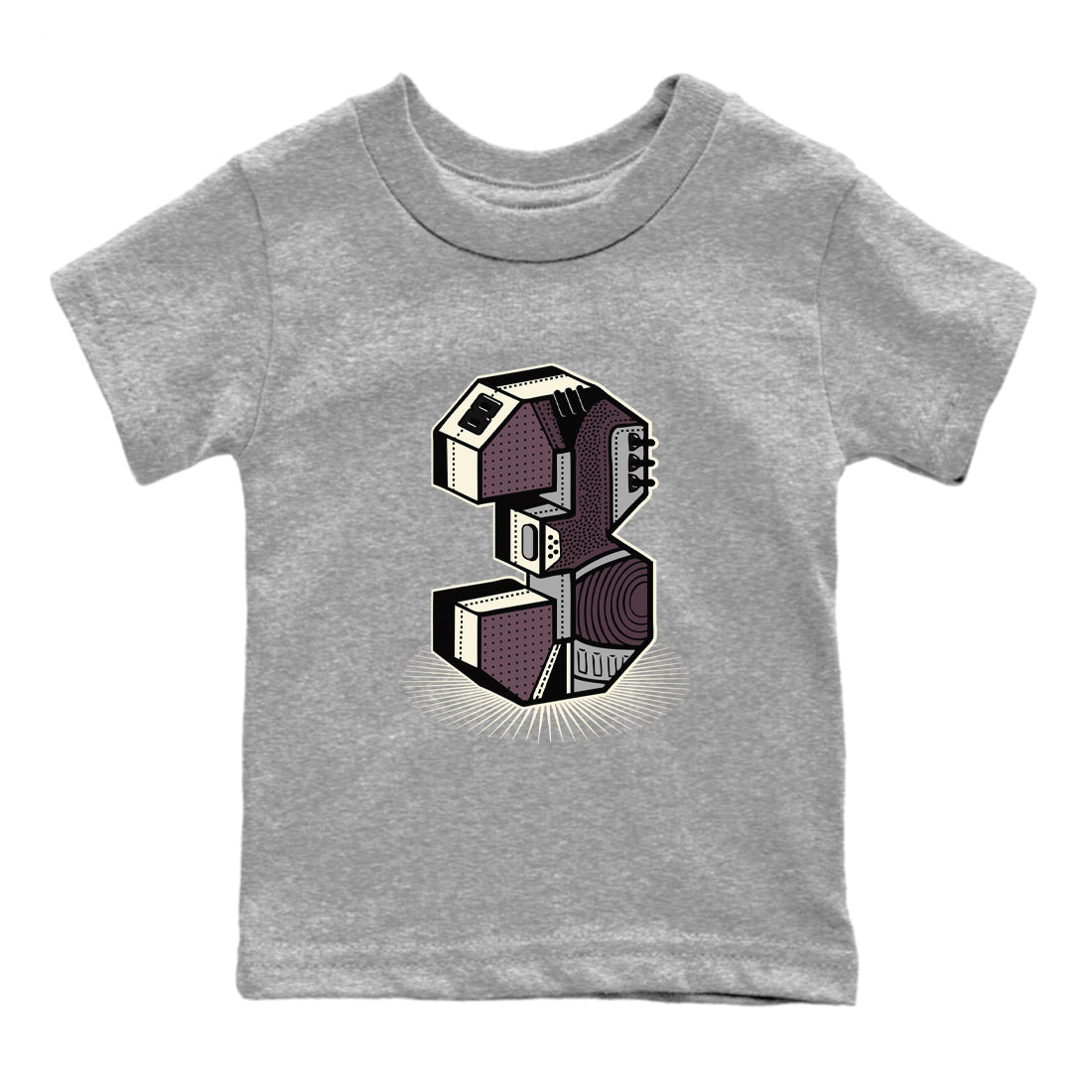 AJ3 A Ma Maniere x Black shirts to match jordans Number Statue sneaker match tees A Ma Maniere x Air Jordan 3 “Black” SNRT Sneaker Tees streetwear brand Baby and Youth Heather Grey 2 cotton tee