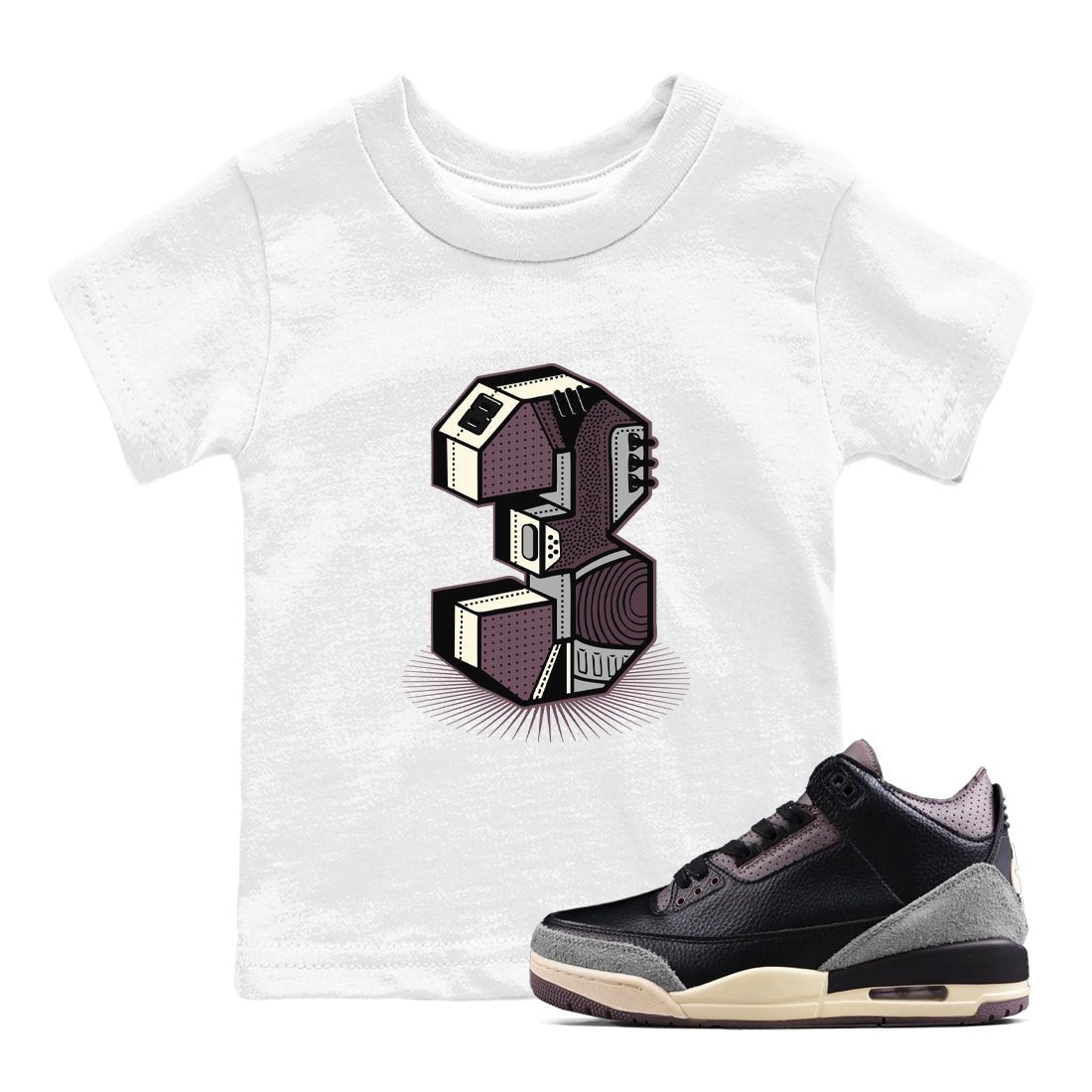 AJ3 A Ma Maniere x Black shirts to match jordans Number Statue sneaker match tees A Ma Maniere x Air Jordan 3 “Black” SNRT Sneaker Tees streetwear brand Baby and Youth White 1 cotton tee