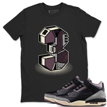 AJ3 A Ma Maniere x Black shirts to match jordans Number Statue sneaker match tees A Ma Maniere x Air Jordan 3 “Black” SNRT Sneaker Tees streetwear brand Black 1 unisex cotton tee