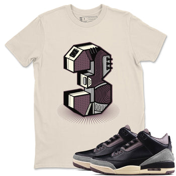 AJ3 A Ma Maniere x Black shirts to match jordans Number Statue sneaker match tees A Ma Maniere x Air Jordan 3 “Black” SNRT Sneaker Tees streetwear brand Natural 1 unisex cotton tee