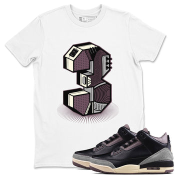 AJ3 A Ma Maniere x Black shirts to match jordans Number Statue sneaker match tees A Ma Maniere x Air Jordan 3 “Black” SNRT Sneaker Tees streetwear brand White 1 unisex cotton tee