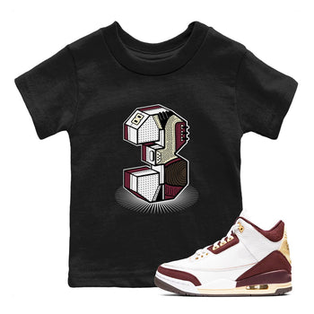 3s A Ma Maniere x Burgundy Crush shirts to match jordans Number Statue sneaker match teesA Ma Maniére x Air Jordan 3 "Burgundy Crush" SNRT Sneaker Tees streetwear brand Baby and Youth Black 1 cotton tee