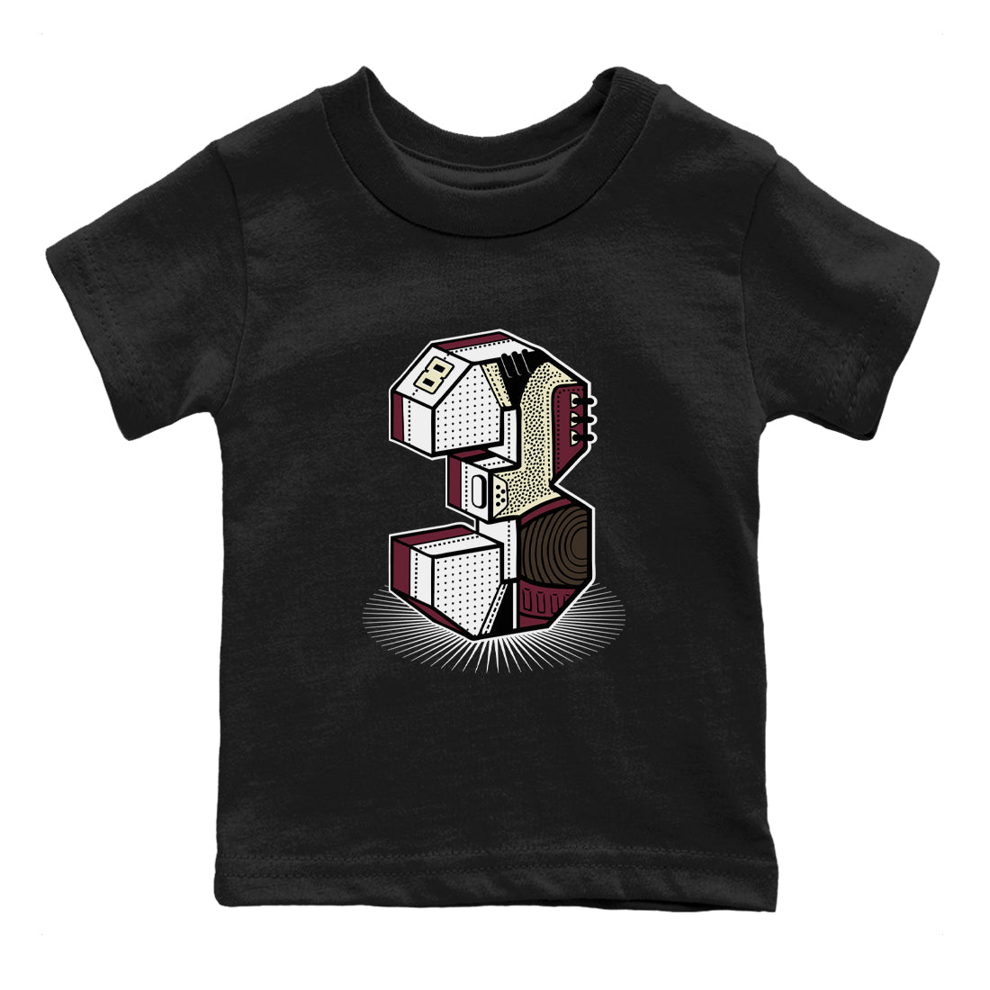3s A Ma Maniere x Burgundy Crush shirts to match jordans Number Statue sneaker match teesA Ma Maniére x Air Jordan 3 "Burgundy Crush" SNRT Sneaker Tees streetwear brand Baby and Youth Black 2 cotton tee