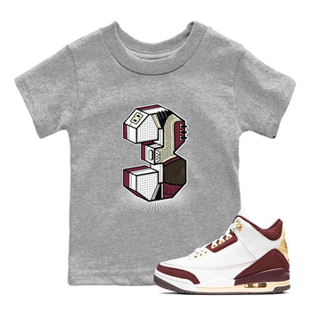 3s A Ma Maniere x Burgundy Crush shirts to match jordans Number Statue sneaker match teesA Ma Maniére x Air Jordan 3 "Burgundy Crush" SNRT Sneaker Tees streetwear brand Baby and Youth Heather Grey 1 cotton tee