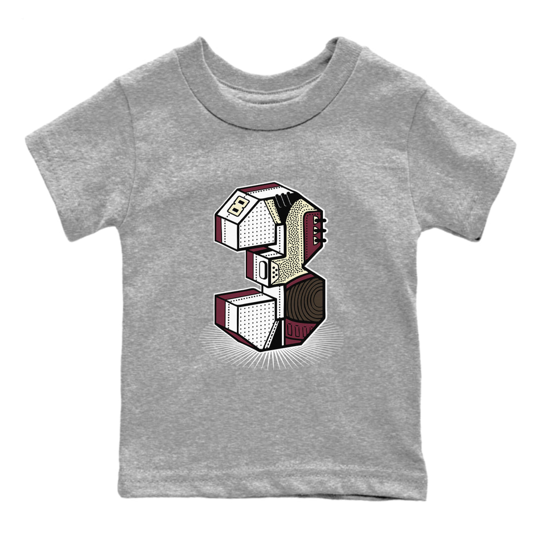 3s A Ma Maniere x Burgundy Crush shirts to match jordans Number Statue sneaker match teesA Ma Maniére x Air Jordan 3 "Burgundy Crush" SNRT Sneaker Tees streetwear brand Baby and Youth Heather Grey 2 cotton tee