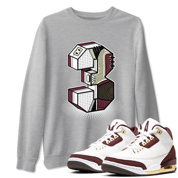 3s A Ma Maniere x Burgundy Crush shirts to match jordans Number Statue sneaker match teesA Ma Maniére x Air Jordan 3 "Burgundy Crush" SNRT Sneaker Tees streetwear brand Heather Grey 1 unisex cotton tee