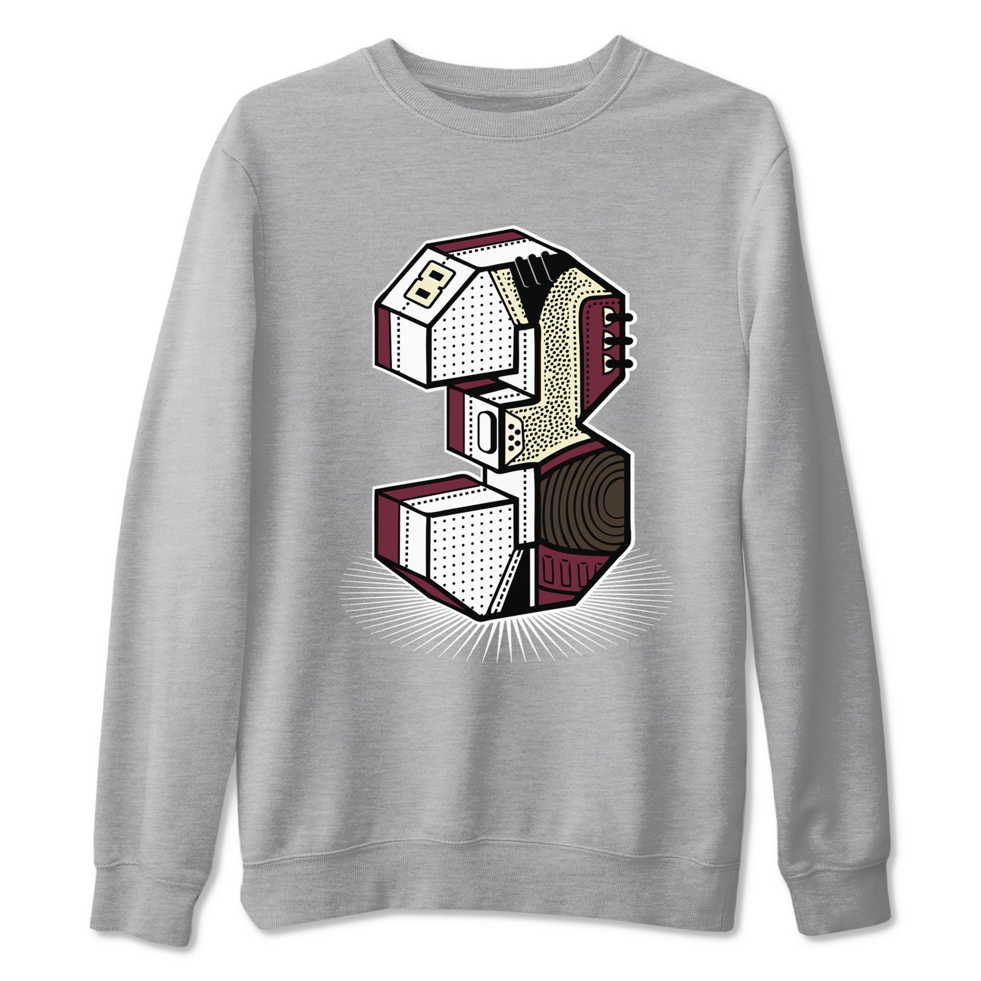 3s A Ma Maniere x Burgundy Crush shirts to match jordans Number Statue sneaker match teesA Ma Maniére x Air Jordan 3 "Burgundy Crush" SNRT Sneaker Tees streetwear brand Heather Grey 2 unisex cotton tee