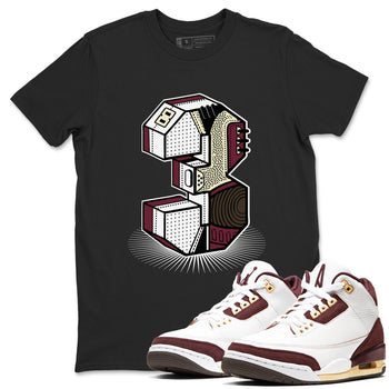 3s A Ma Maniere x Burgundy Crush shirts to match jordans Number Statue sneaker match teesA Ma Maniére x Air Jordan 3 "Burgundy Crush" SNRT Sneaker Tees streetwear brand Black 1 unisex cotton tee