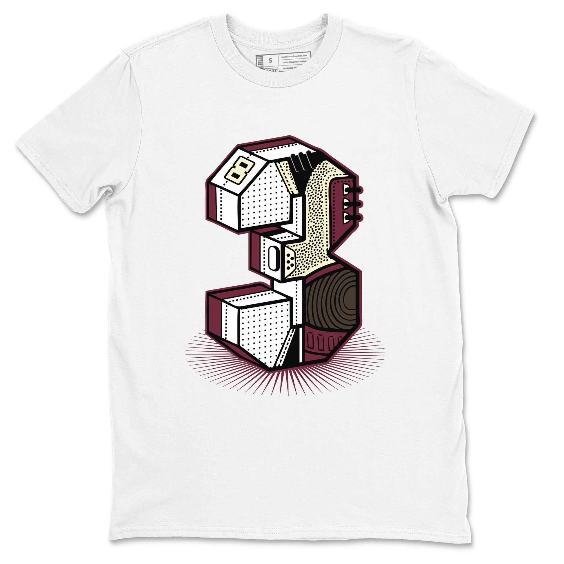 3s A Ma Maniere x Burgundy Crush shirts to match jordans Number Statue sneaker match teesA Ma Maniére x Air Jordan 3 "Burgundy Crush" SNRT Sneaker Tees streetwear brand White 2 unisex cotton tee