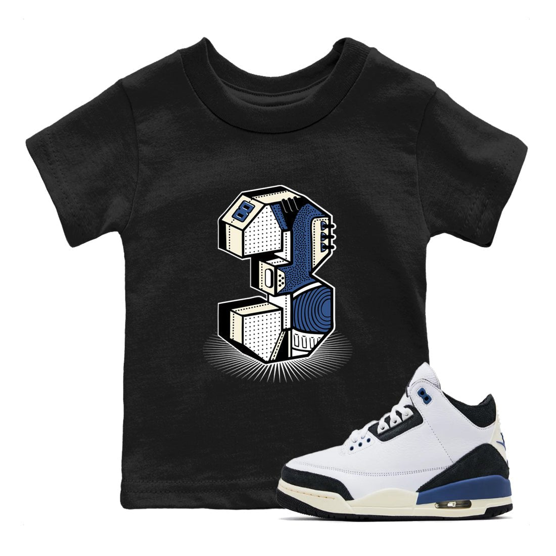 A Ma Maniere Air Jordan 3 Diffused Blue shirts to match jordans Number Statue graphic tee Jordan 3 For The Love best t-shirts to wear with jordans SNRT Sneaker Tees Youth Baby Black 1 tee