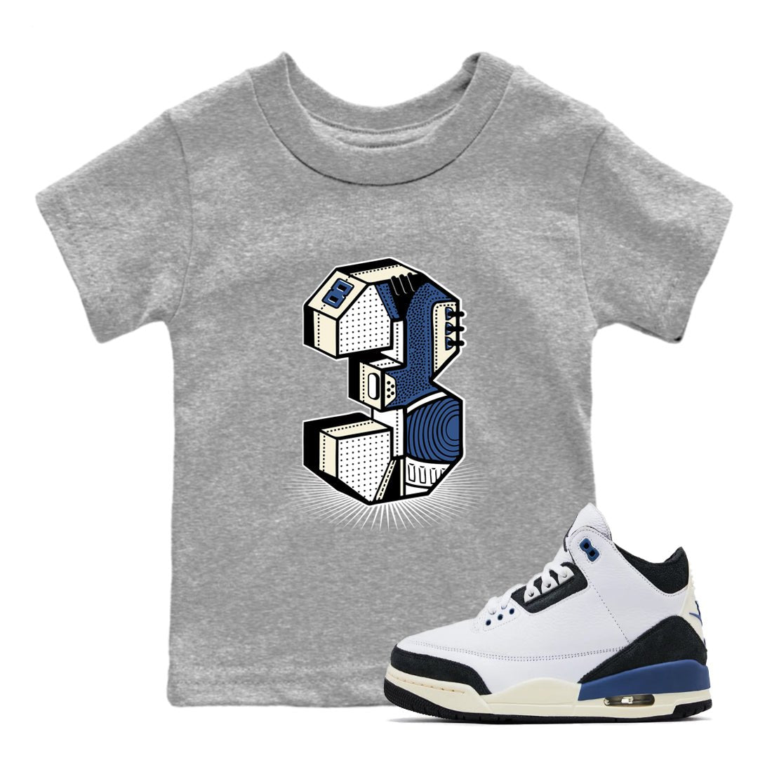 A Ma Maniere Air Jordan 3 Diffused Blue shirts to match jordans Number Statue graphic tee Jordan 3 For The Love best t-shirts to wear with jordans SNRT Sneaker Tees Youth Baby Heather Grey 1 tee