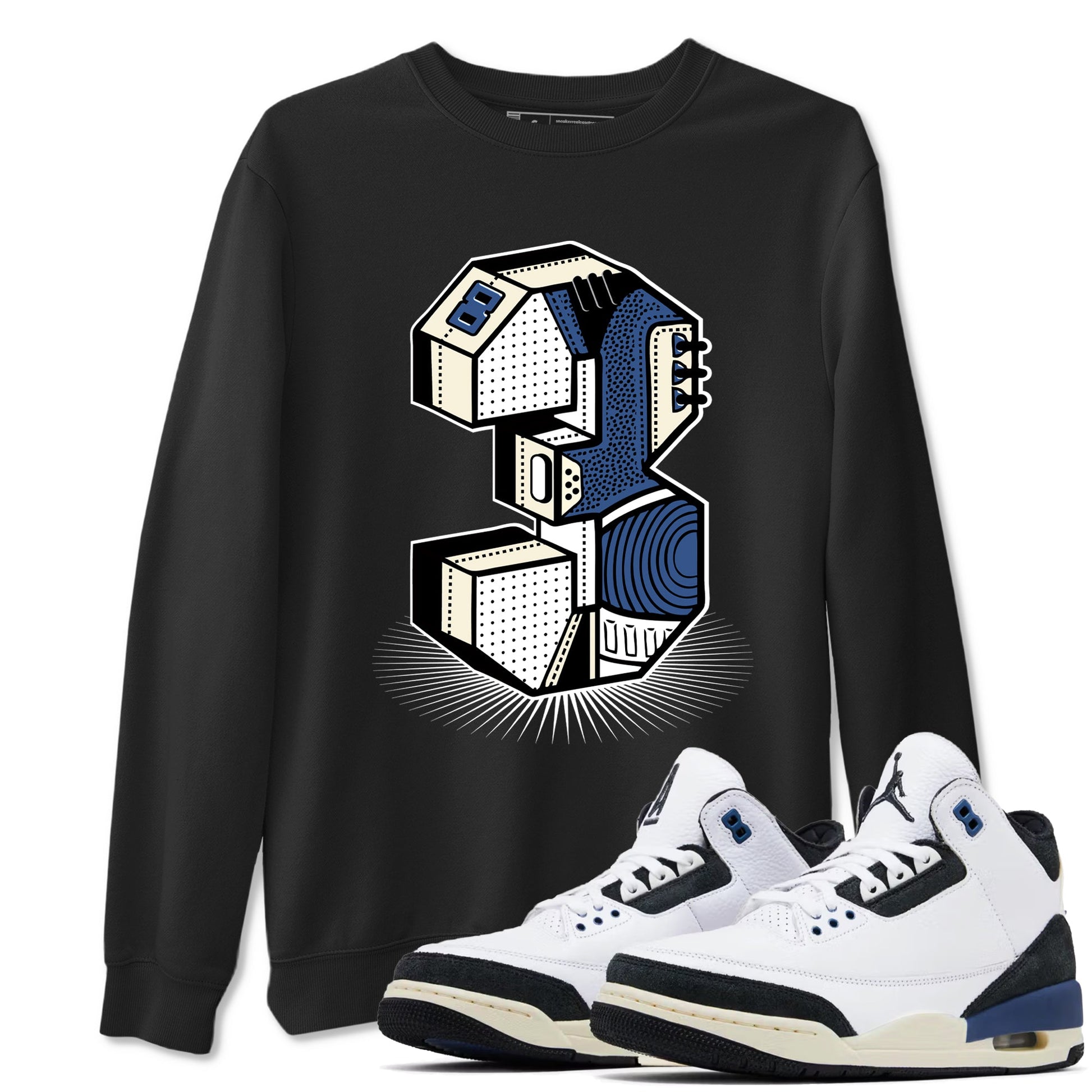 A Ma Maniere Air Jordan 3 Diffused Blue shirts to match jordans Number Statue graphic tee Jordan 3 For The Love best t-shirts to wear with jordans SNRT Sneaker Tees unisex cotton Black 1 shirts
